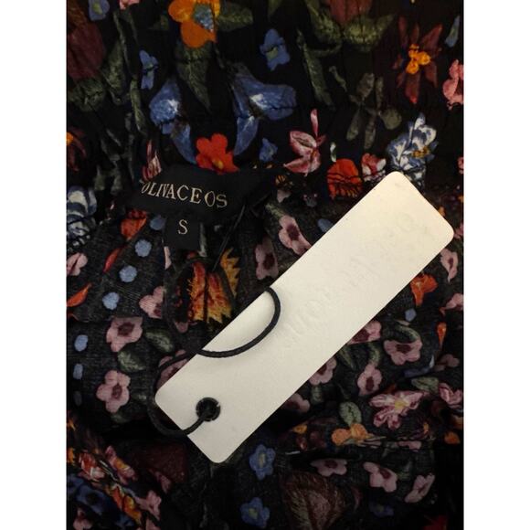 NEW Olivaceous Black Floral Thin Wide Leg Pants Women Small Boho Festival Hippie - Picture 14 of 16